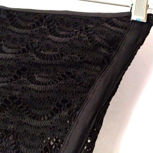 Jantzen Swim Bathing Suit Black Crochet Lace Bikini Strapless Hi Cut One Piece L - Picture 8 of 14